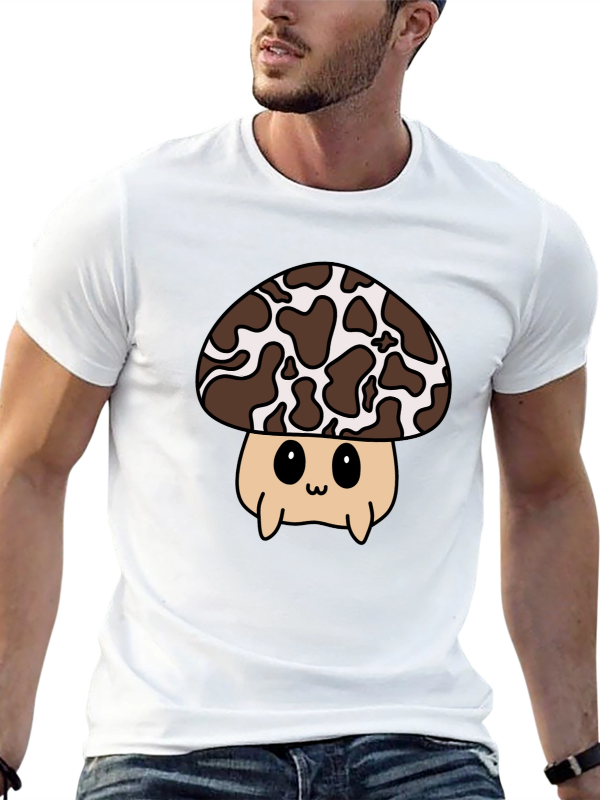 Cute Mushroom Graphic Tee - Black Unisex T-Shirt