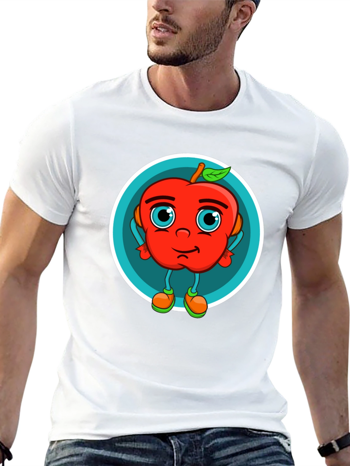 Cartoon Apple Graphic T-Shirt