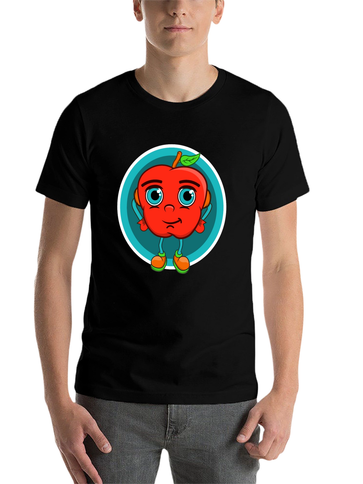 Cartoon Apple Graphic T-Shirt