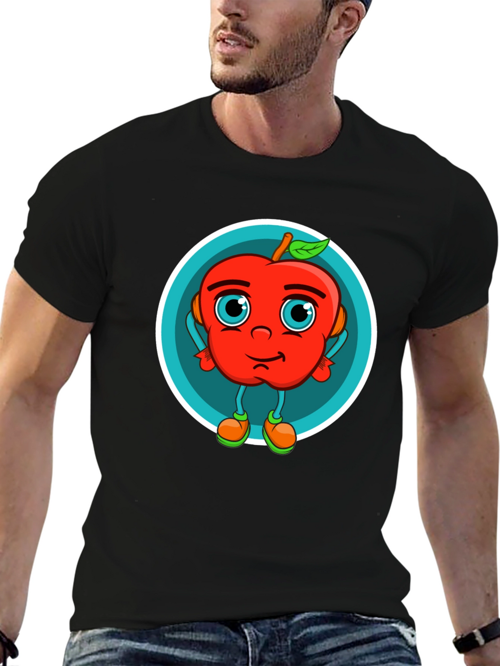 Cartoon Apple Graphic T-Shirt
