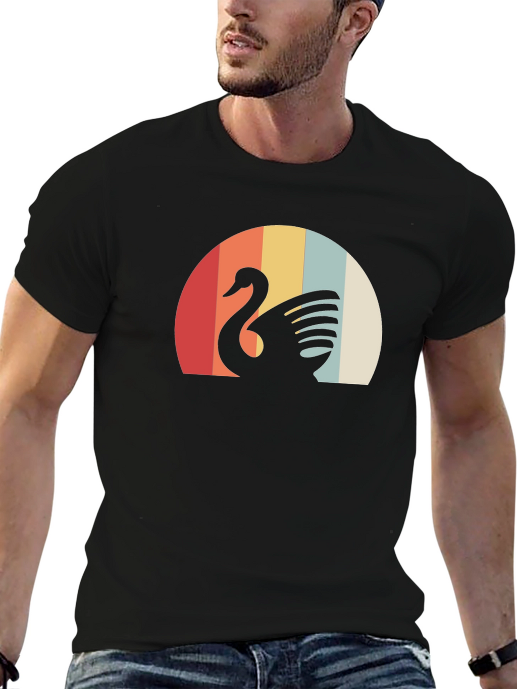Retro Swan Graphic Tee - Stylish Comfort