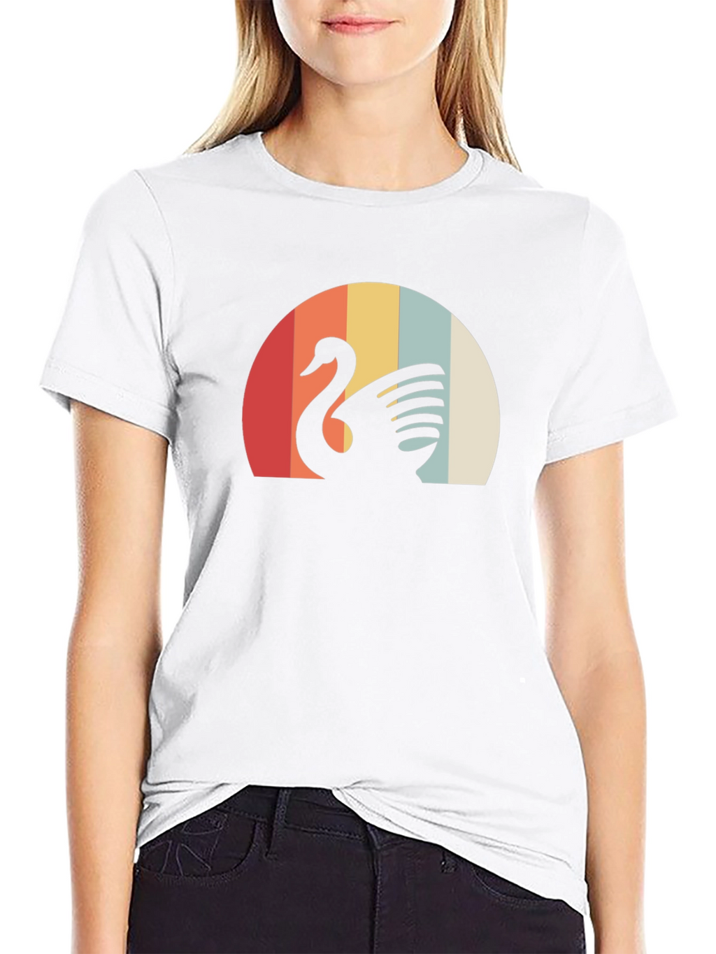 Retro Swan Graphic Tee - Stylish Comfort