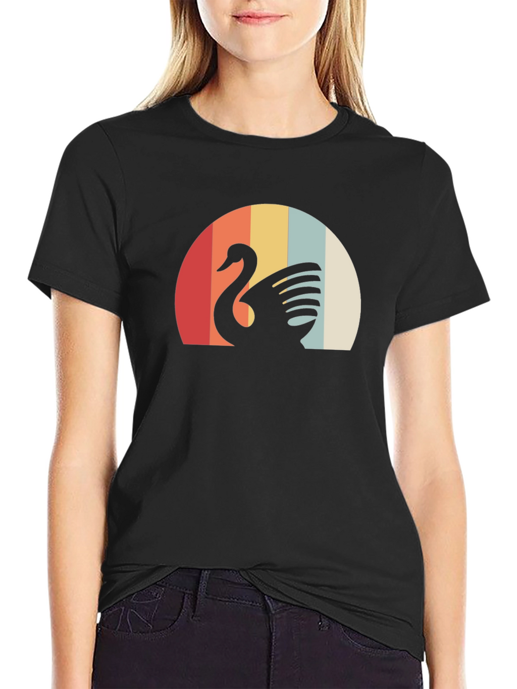 Retro Swan Graphic Tee - Stylish Comfort