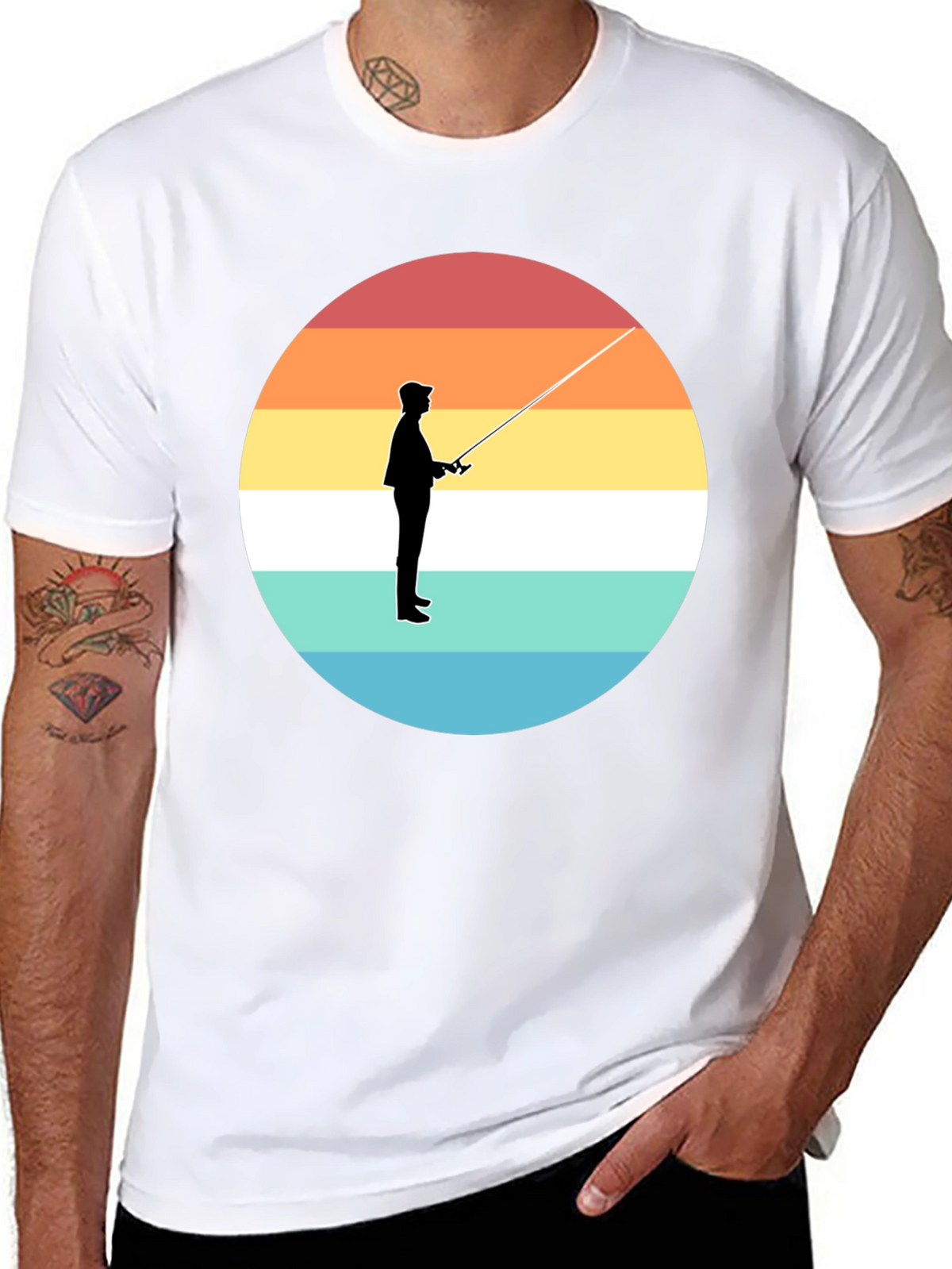 Sunset Fisherman Black T-Shirt