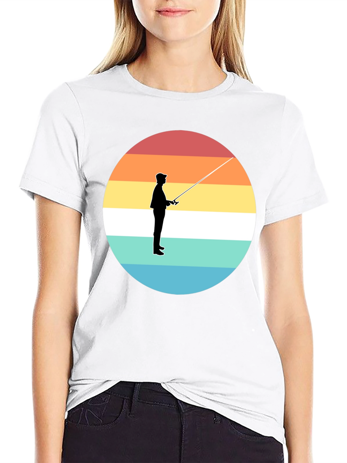 Sunset Fisherman Black T-Shirt