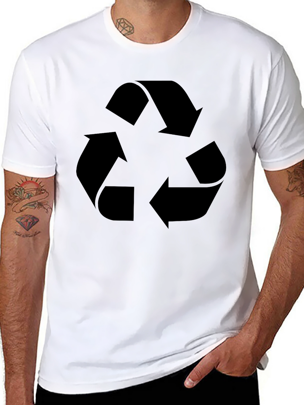 Eco-Friendly Black Recycle Symbol Graphic T-Shirt