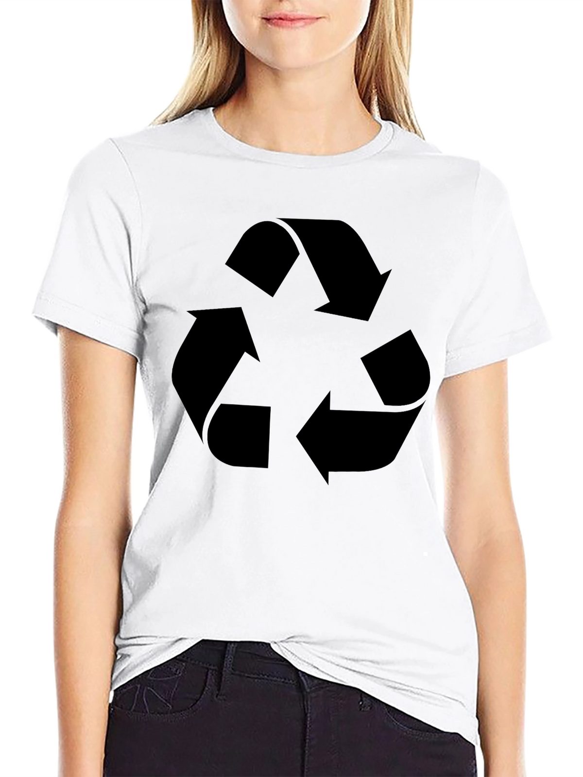 Eco-Friendly Black Recycle Symbol Graphic T-Shirt