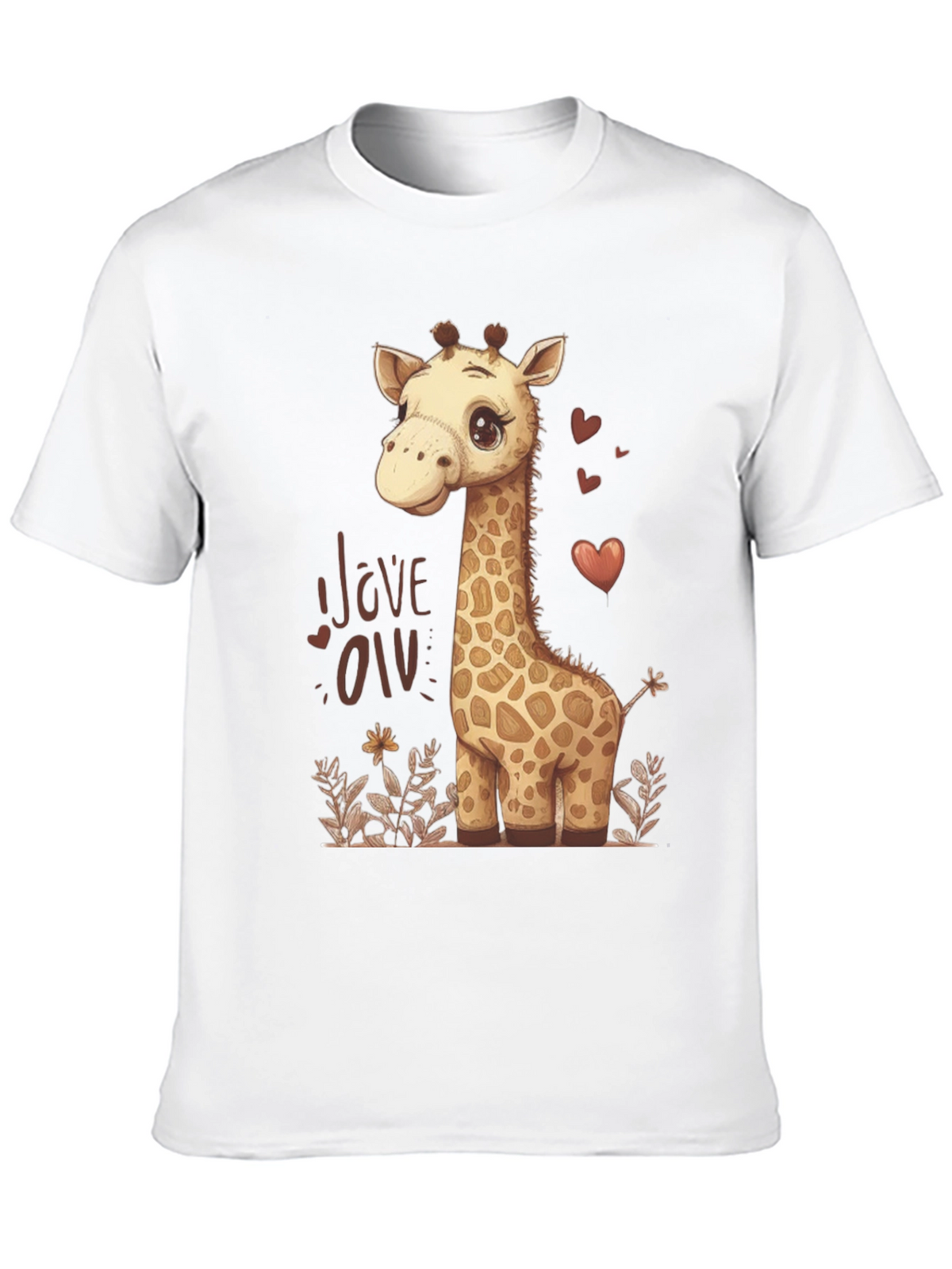 Cute Giraffe Love Graphic T-Shirt - Black