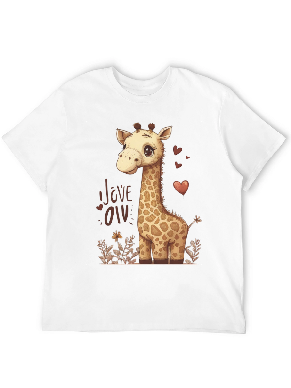 Cute Giraffe Love Graphic T-Shirt - Black