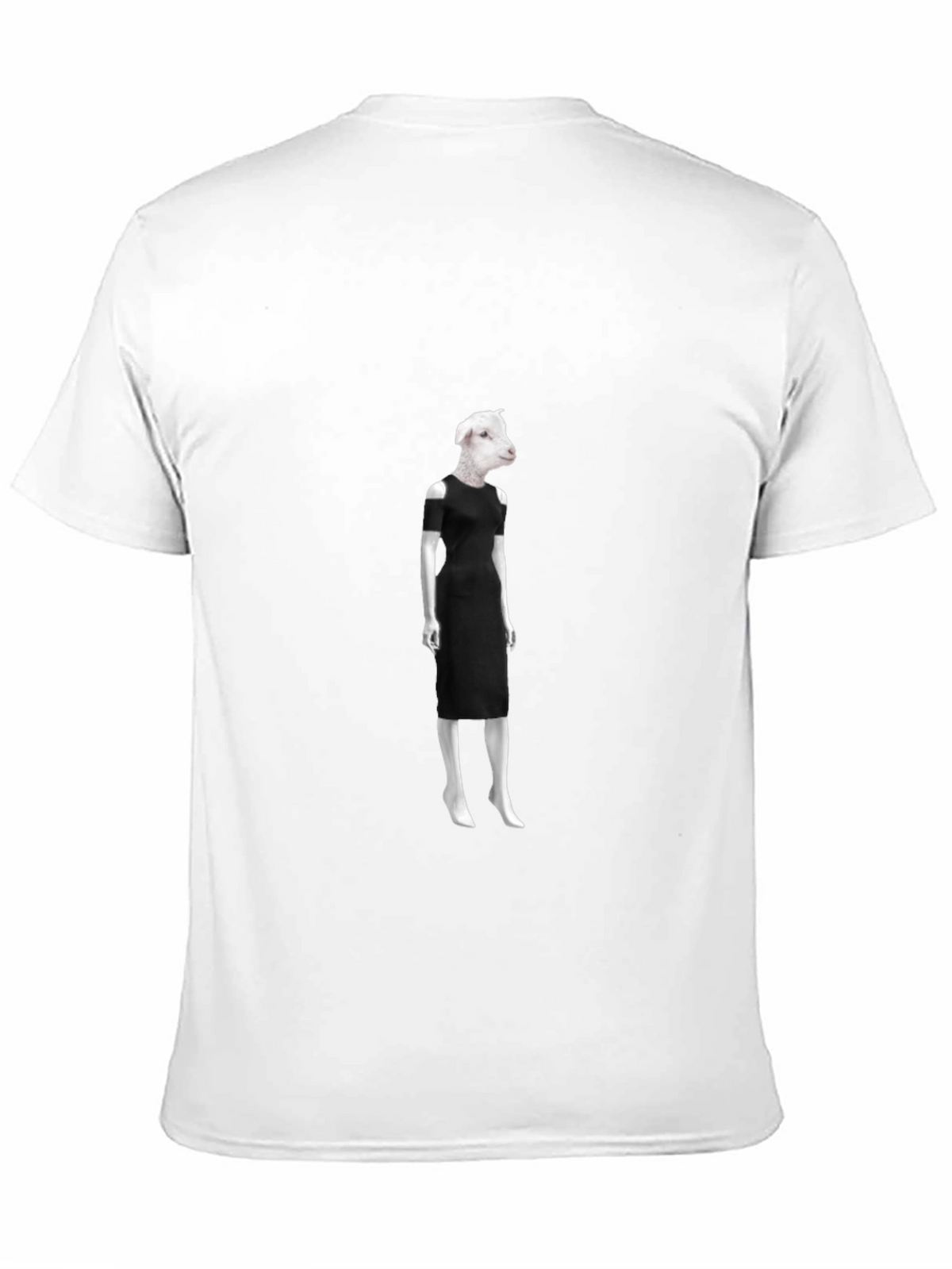Novelty Sheep in Dress Graphic Black T-Shirt
