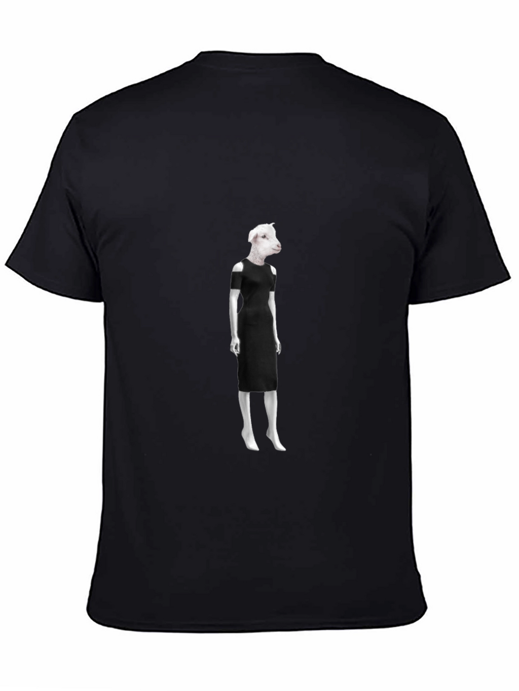 Novelty Sheep in Dress Graphic Black T-Shirt