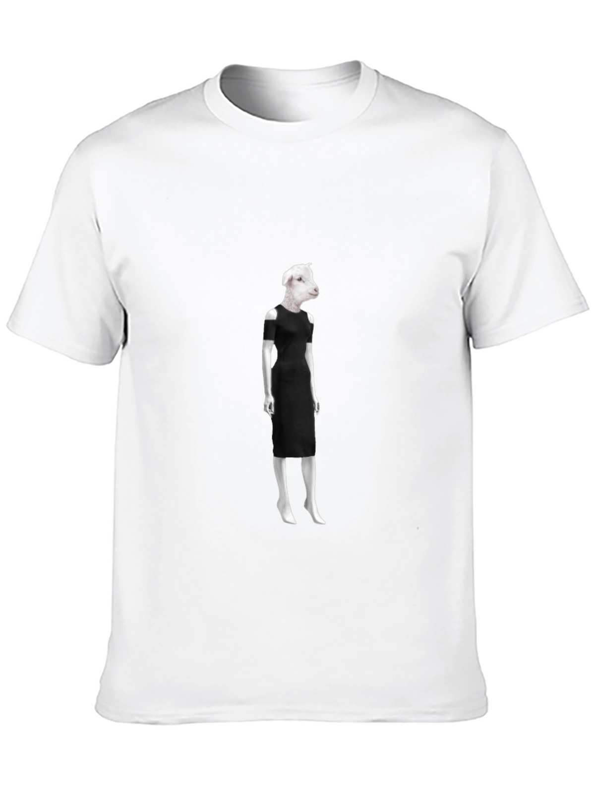 Novelty Sheep in Dress Graphic Black T-Shirt