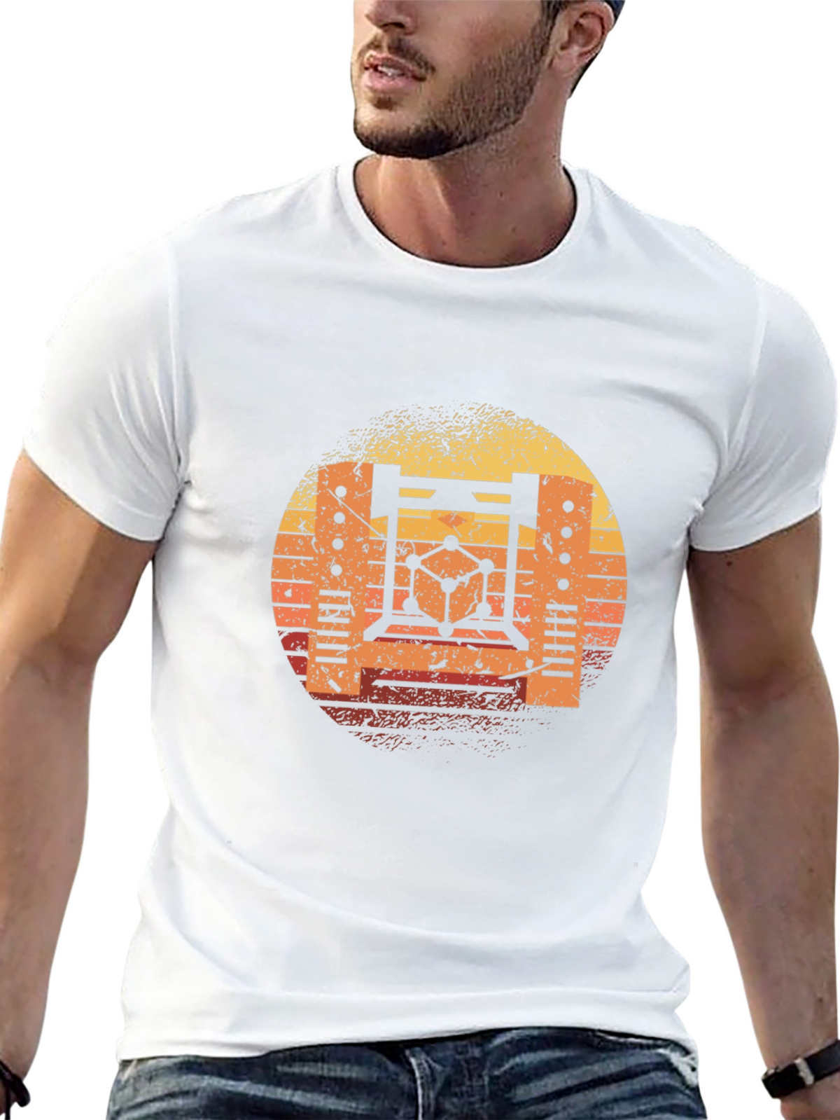 Retro Science T-Shirt - Sunset Graphic