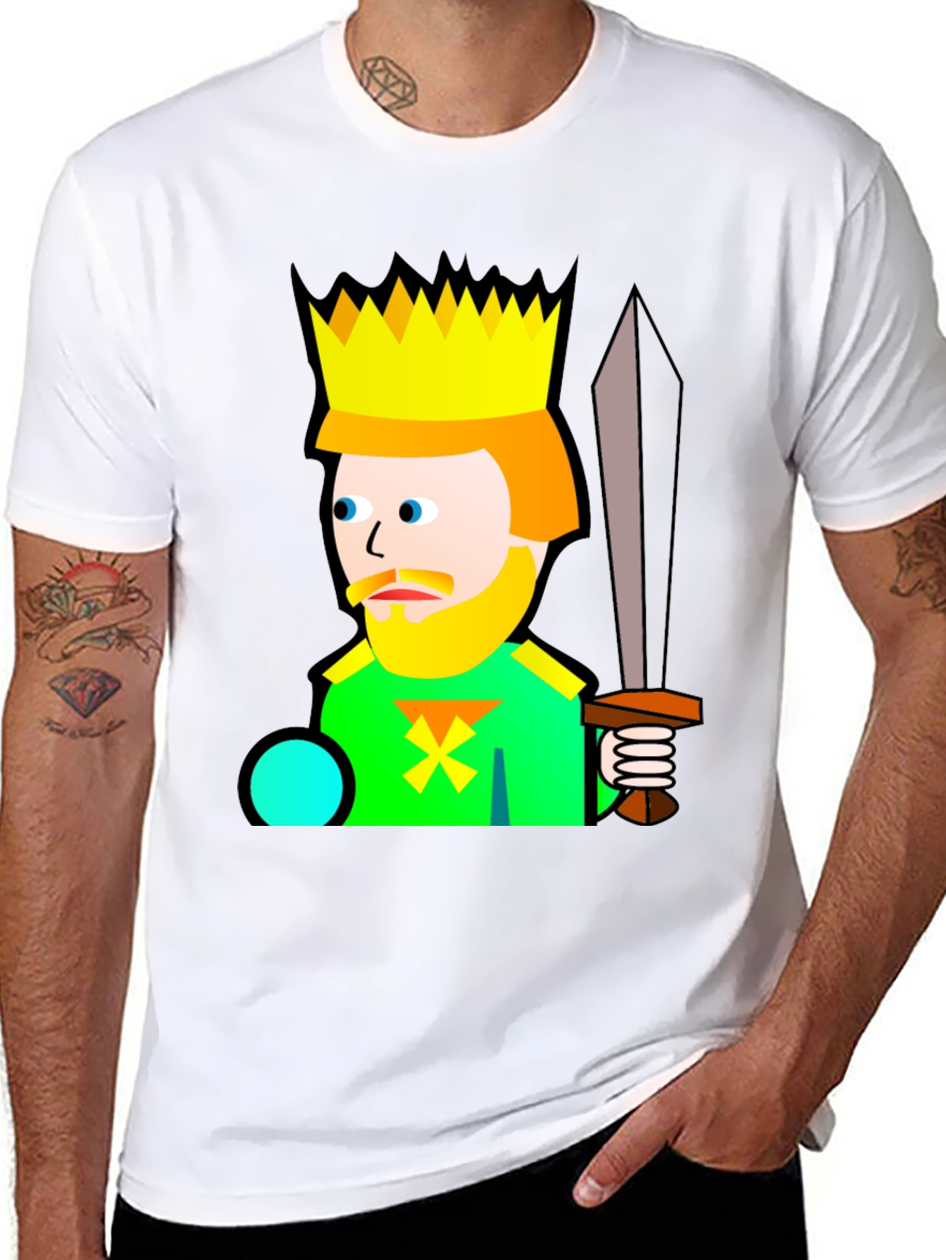 Cartoon King Graphic T-Shirt - Black