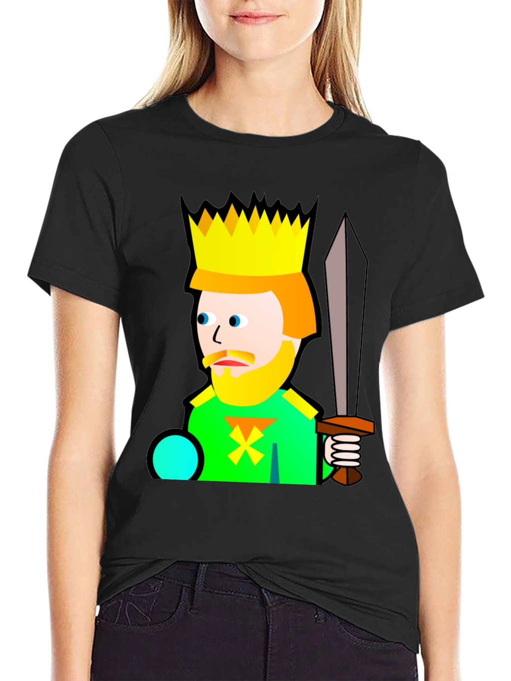 Cartoon King Graphic T-Shirt - Black