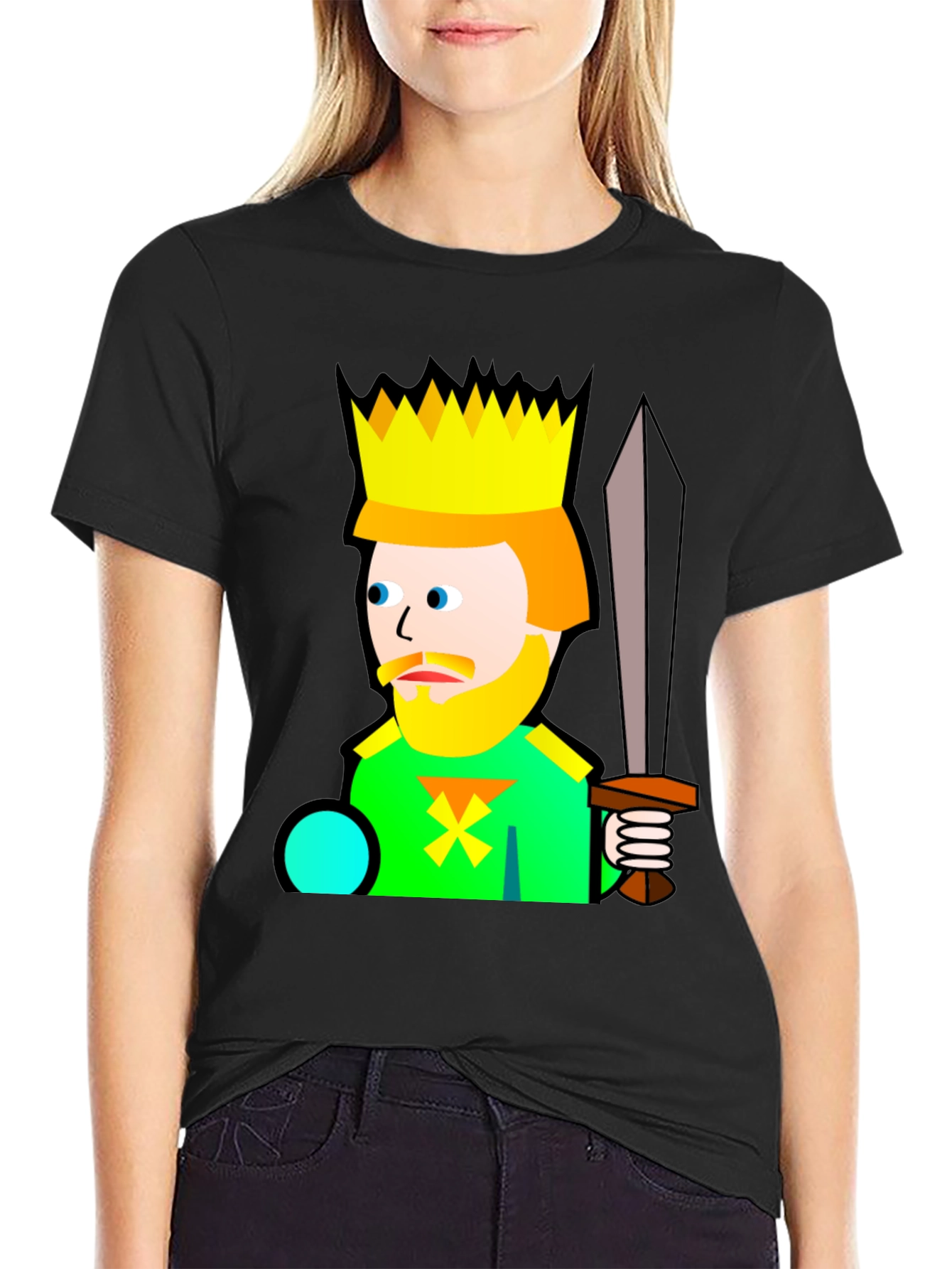Cartoon King Graphic T-Shirt - Black
