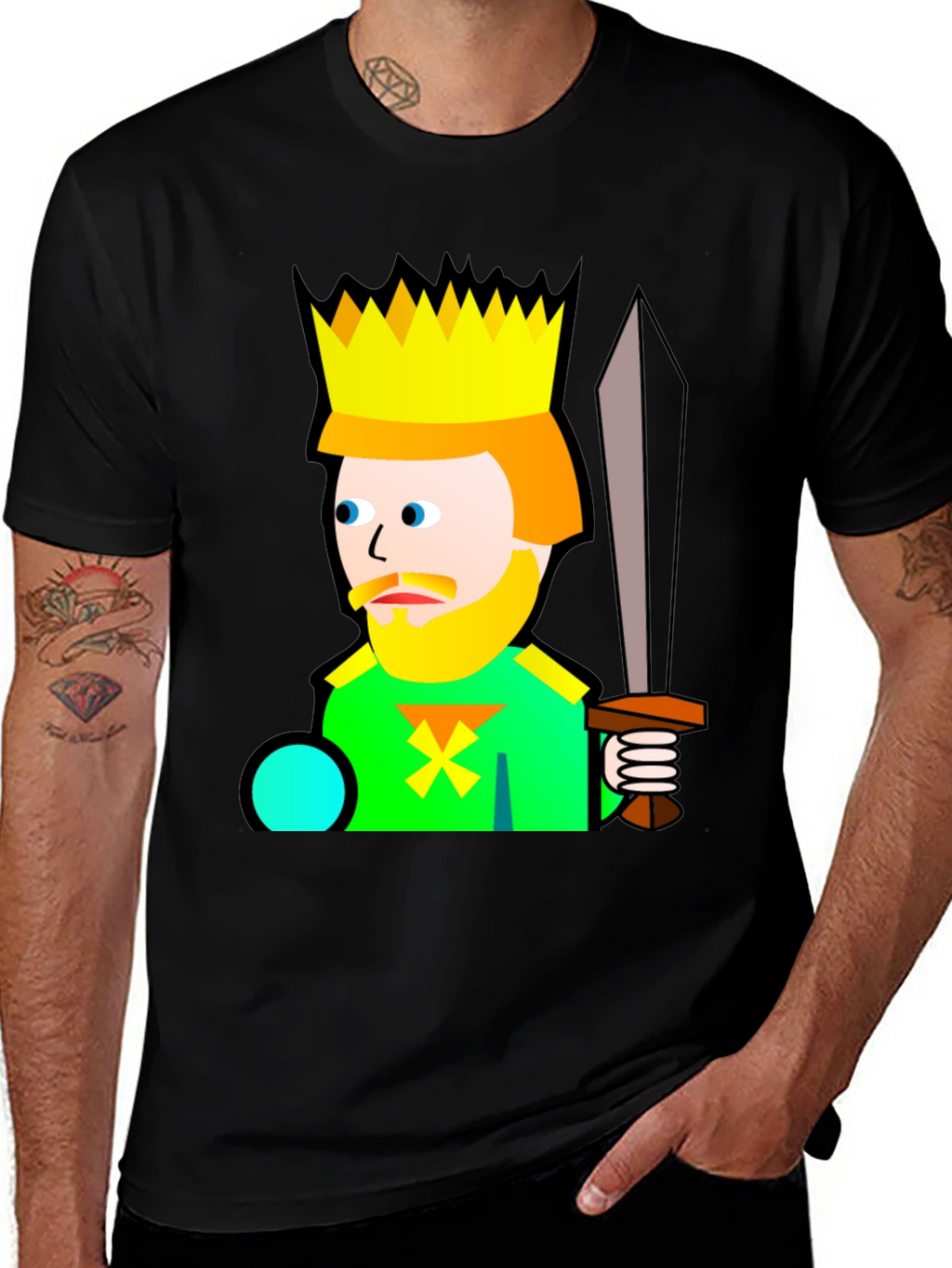 Cartoon King Graphic T-Shirt - Black