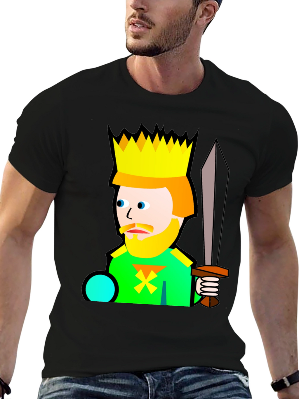 Cartoon King Graphic T-Shirt - Black