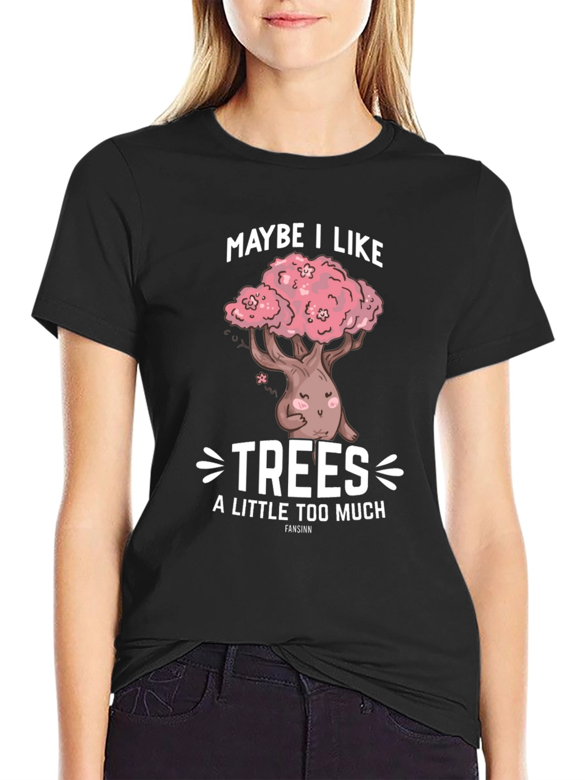 Maybe I Like Trees Black Graphic Tee