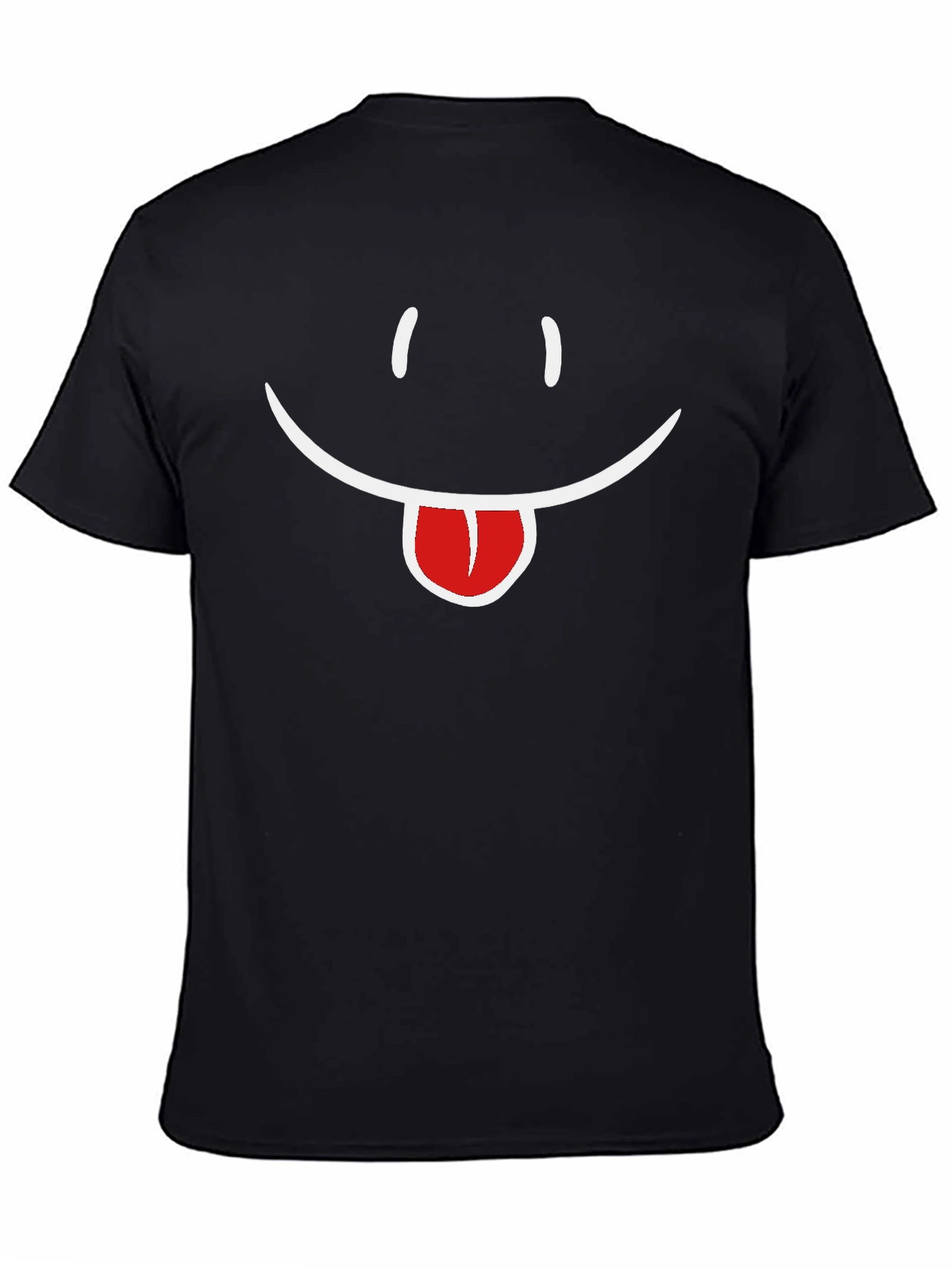 Funny Smiley Face Tongue Out Black T-Shirt
