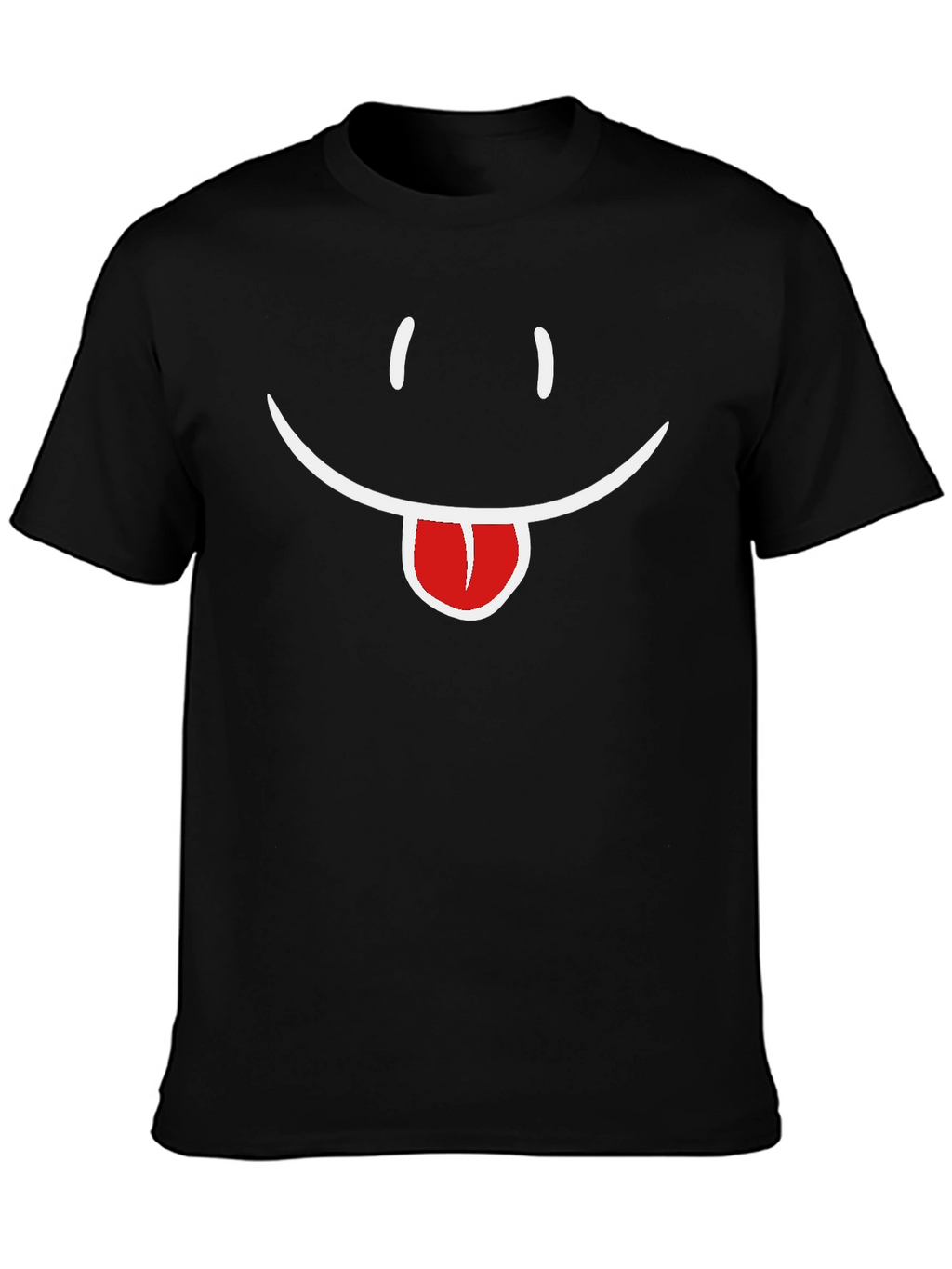 Funny Smiley Face Tongue Out Black T-Shirt