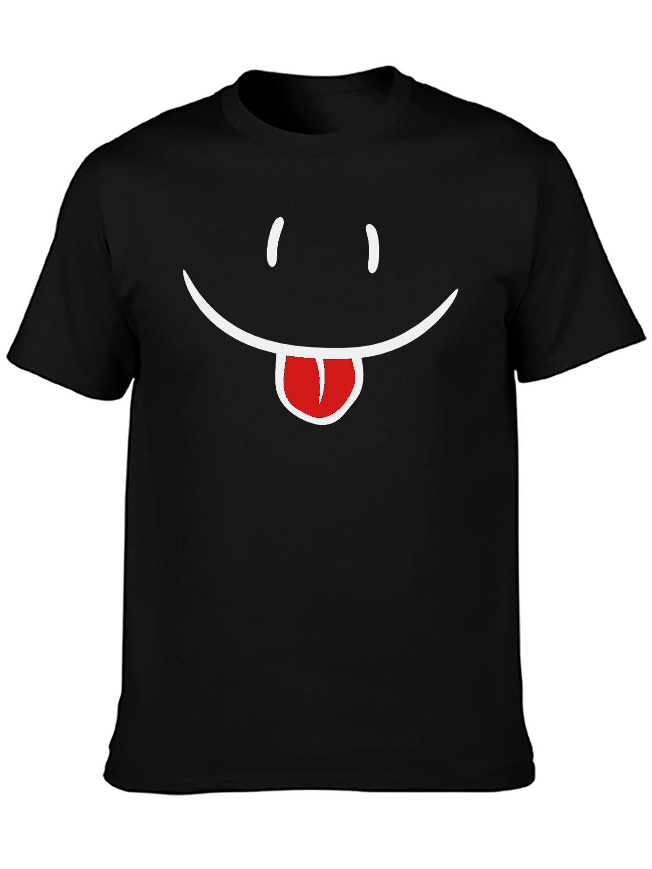 Funny Smiley Face Tongue Out Black T-Shirt