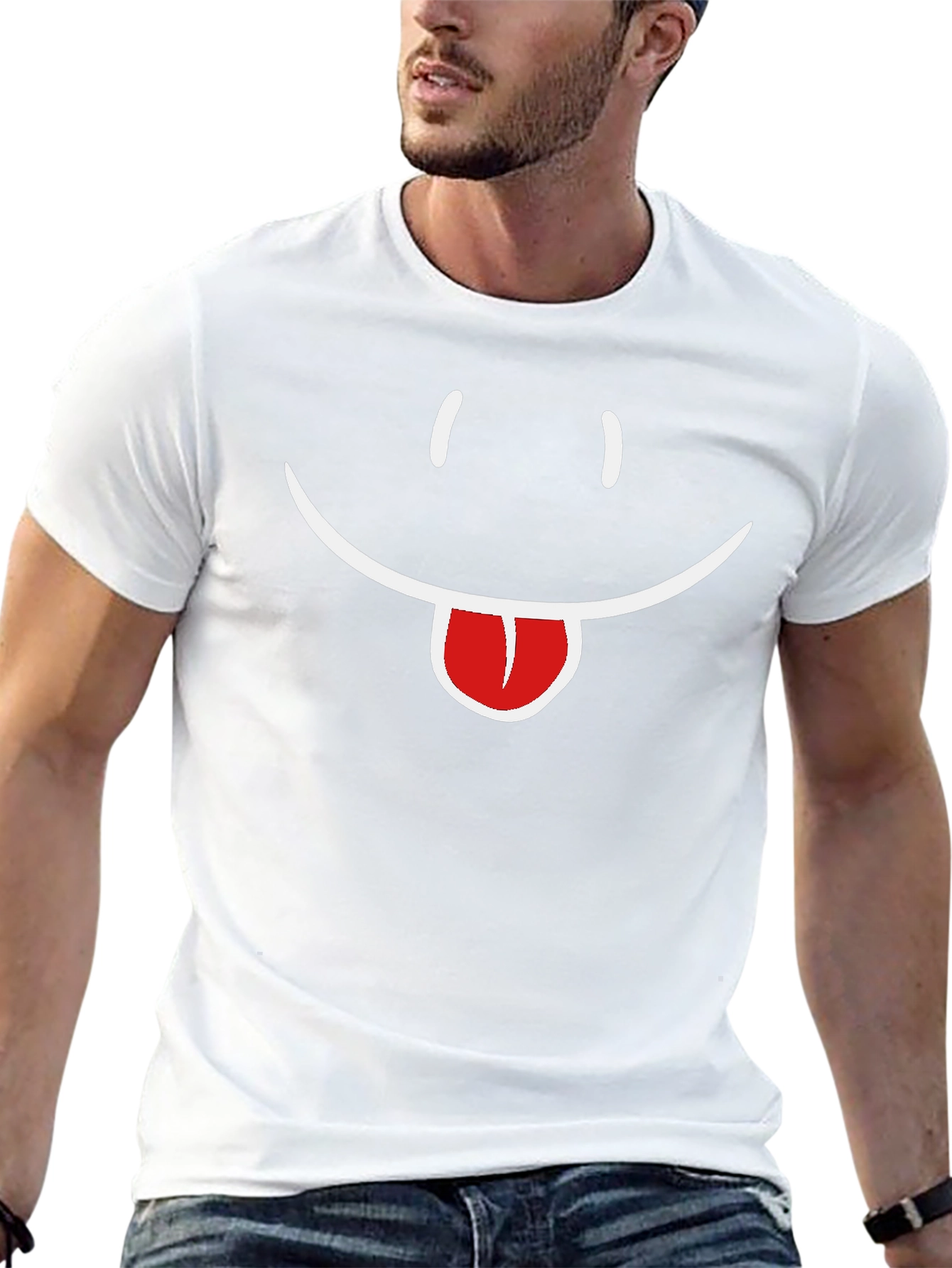 Funny Smiley Face Tongue Out Black T-Shirt