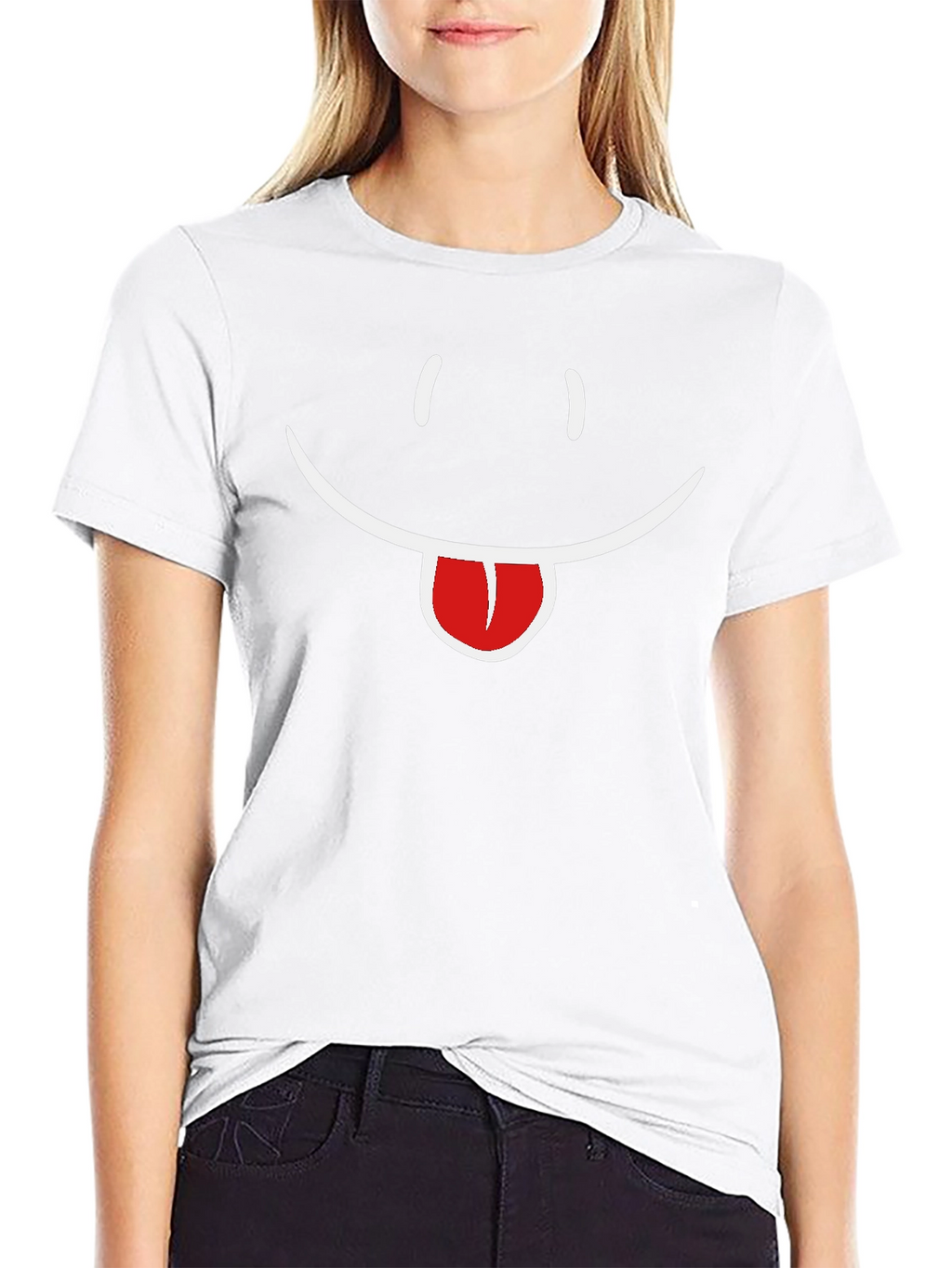 Funny Smiley Face Tongue Out Black T-Shirt