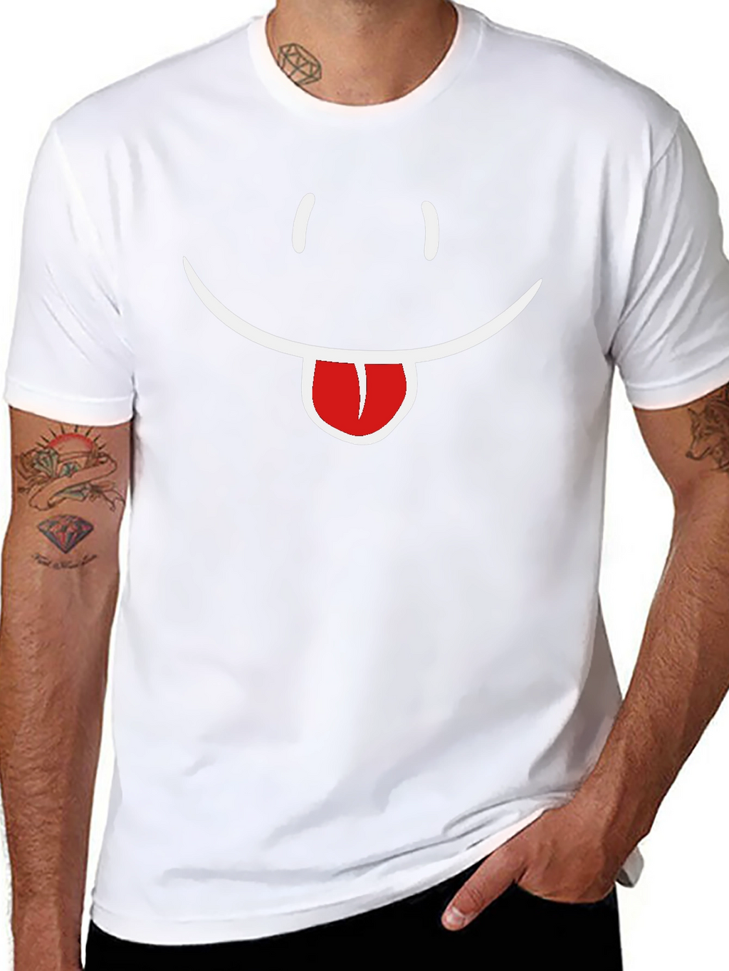 Funny Smiley Face Tongue Out Black T-Shirt