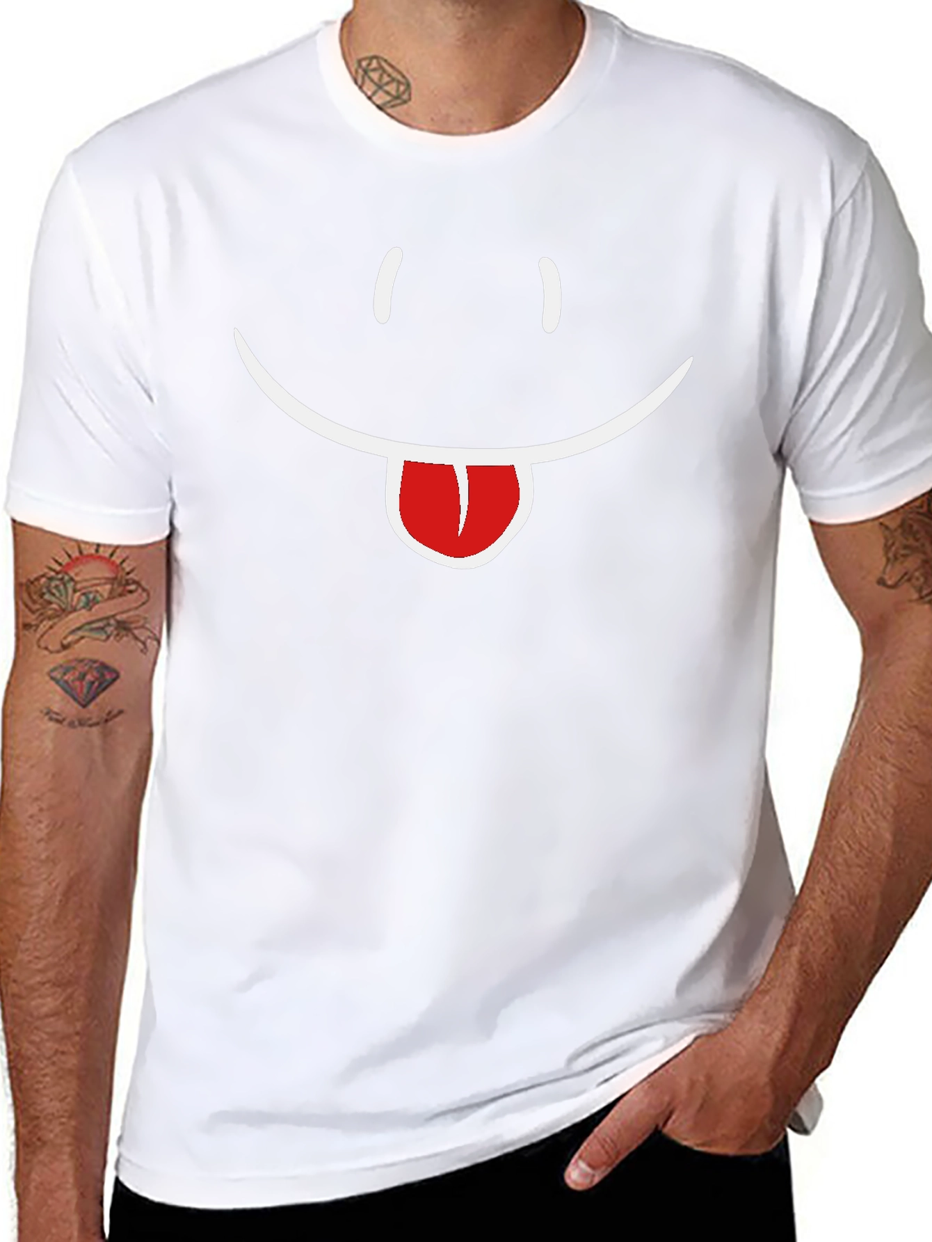 Funny Smiley Face Tongue Out Black T-Shirt