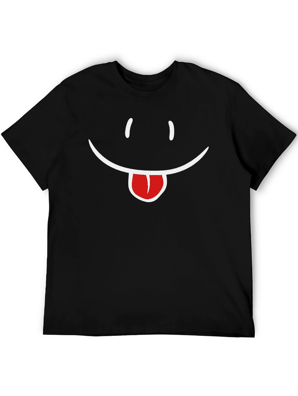 Funny Smiley Face Tongue Out Black T-Shirt