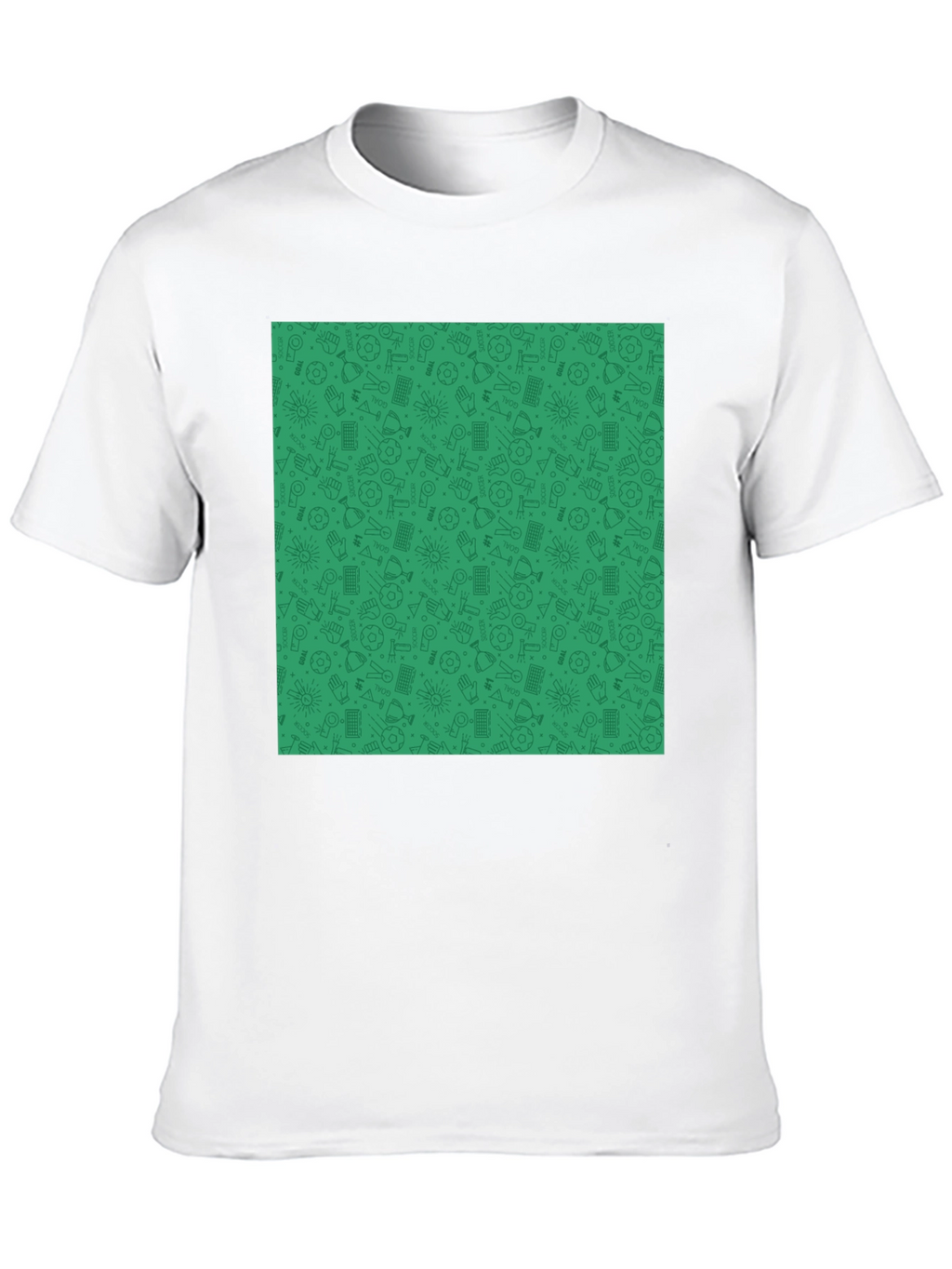 Unique Green Pattern Black Crewneck T-Shirt