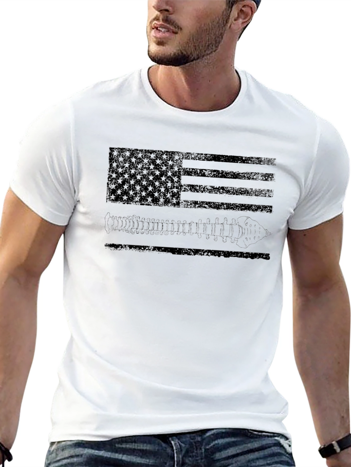 Distressed American Flag & Bullets Graphic Tee