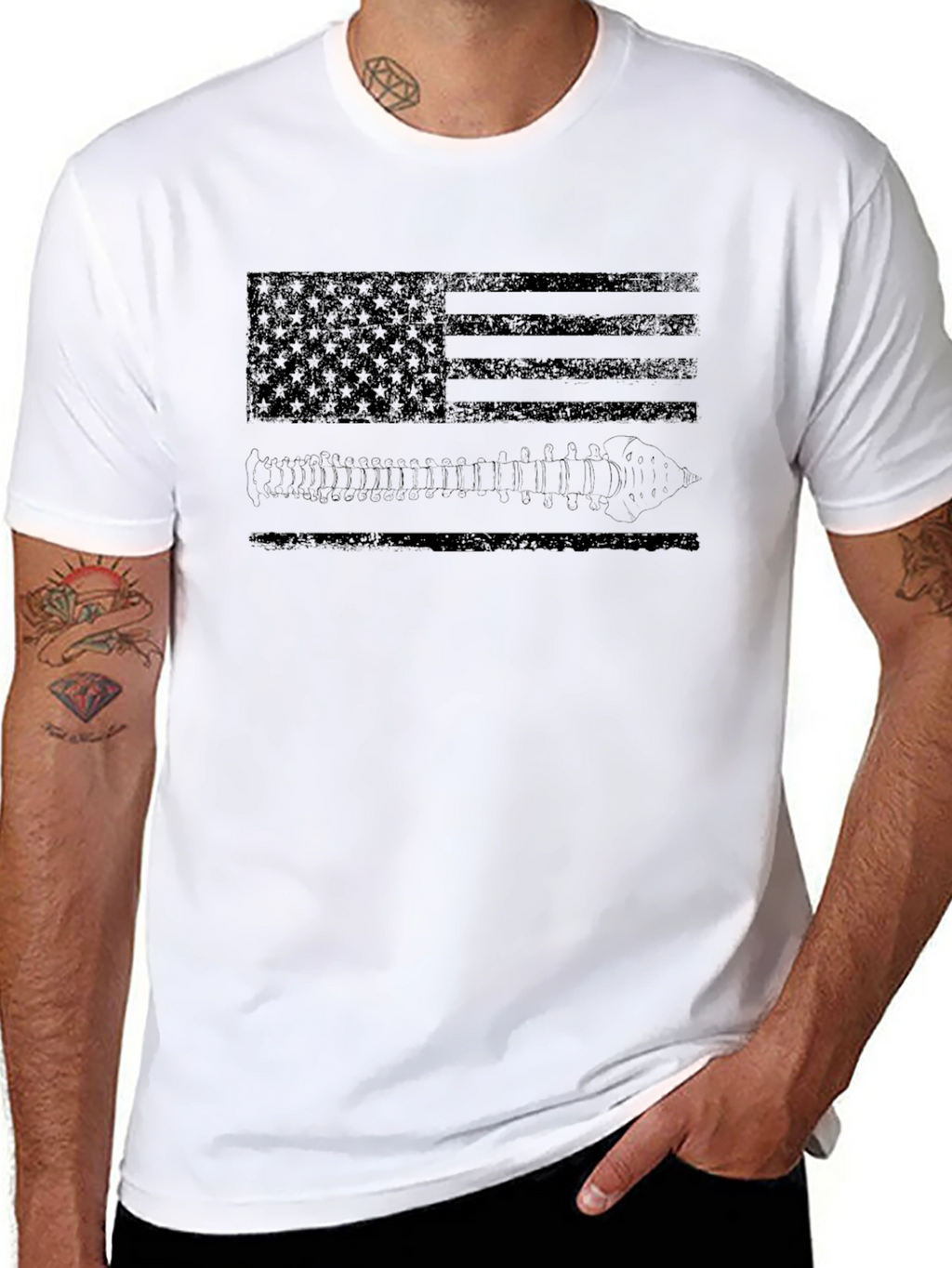 Distressed American Flag & Bullets Graphic Tee