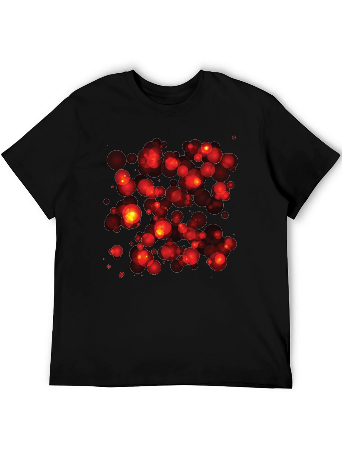 Abstract Red Bubbles Graphic Print Black T-Shirt