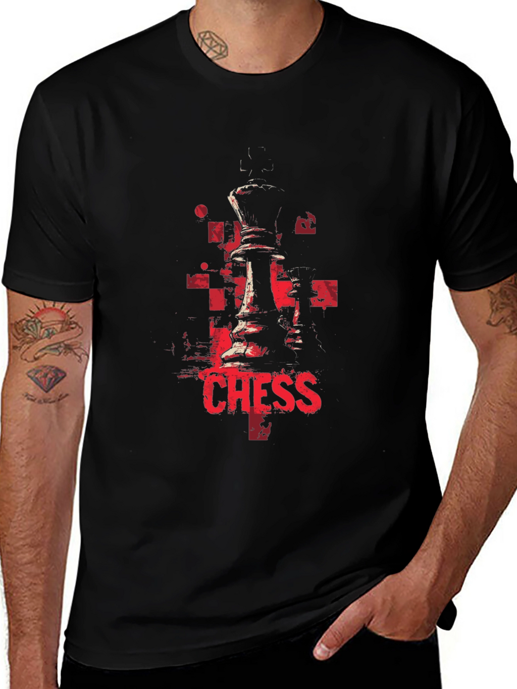 Chess Piece Graphic Black T-Shirt