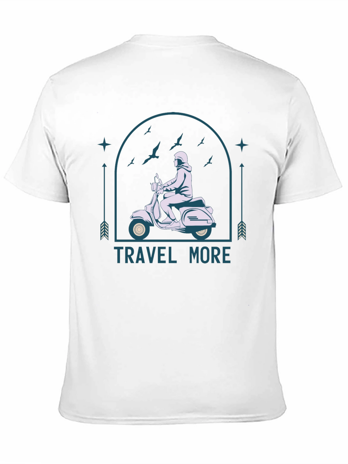Travel More Black T-Shirt - Scooter Design