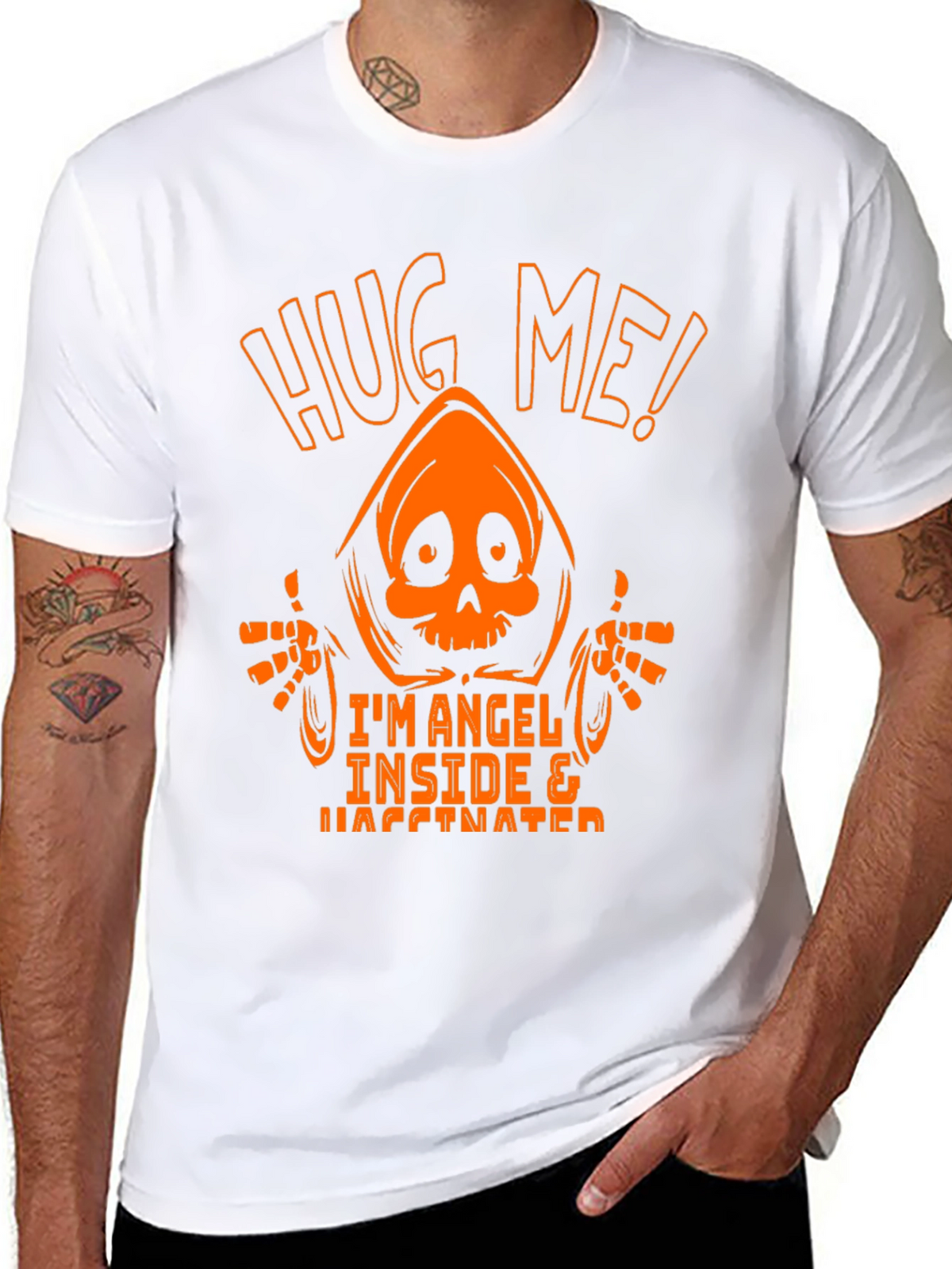 Hug Me! Im Angel Inside & Vaccinated Graphic Tee