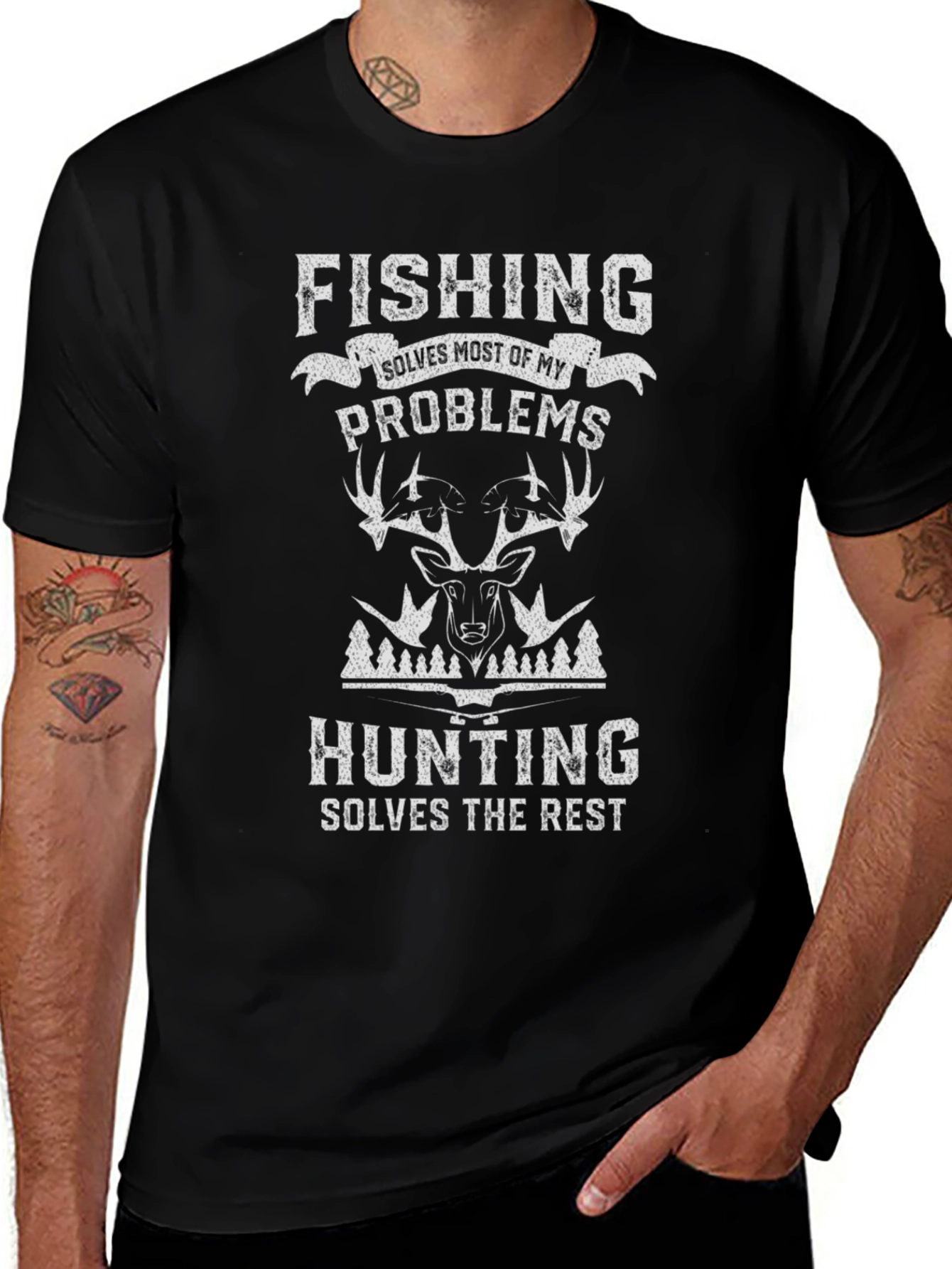 Fishing & Hunting T-Shirt - Solves My Problems
