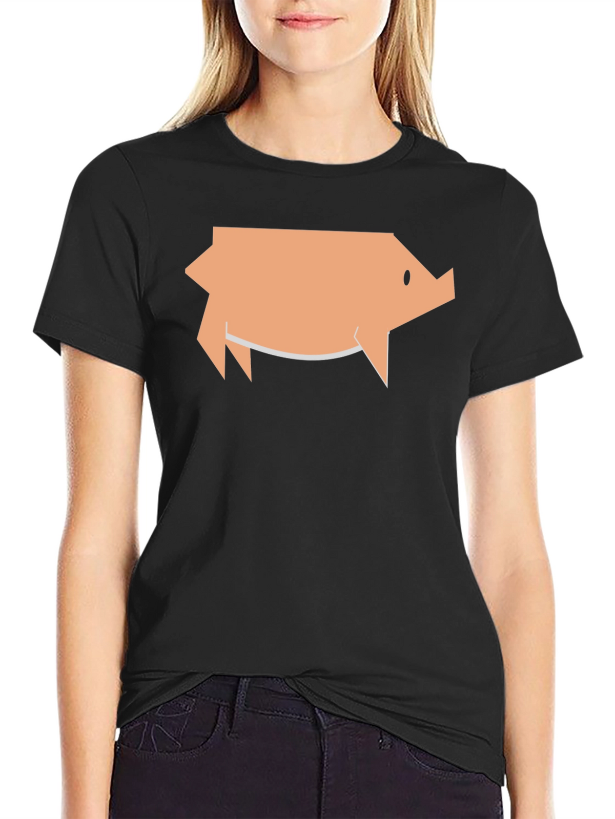 Geometric Pig Graphic Tee - Black