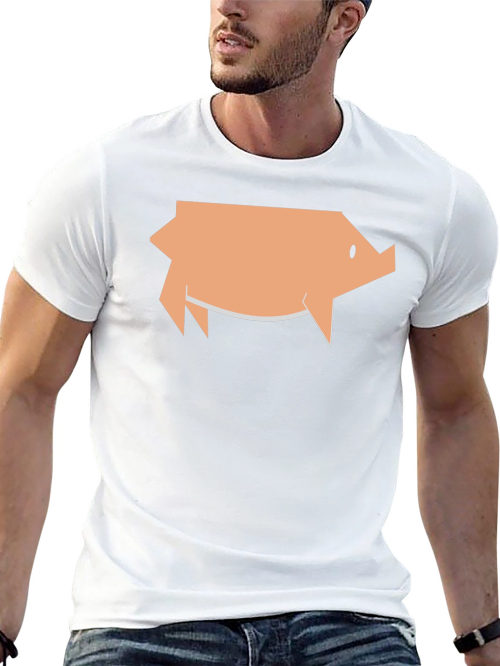 Geometric Pig Graphic Tee - Black