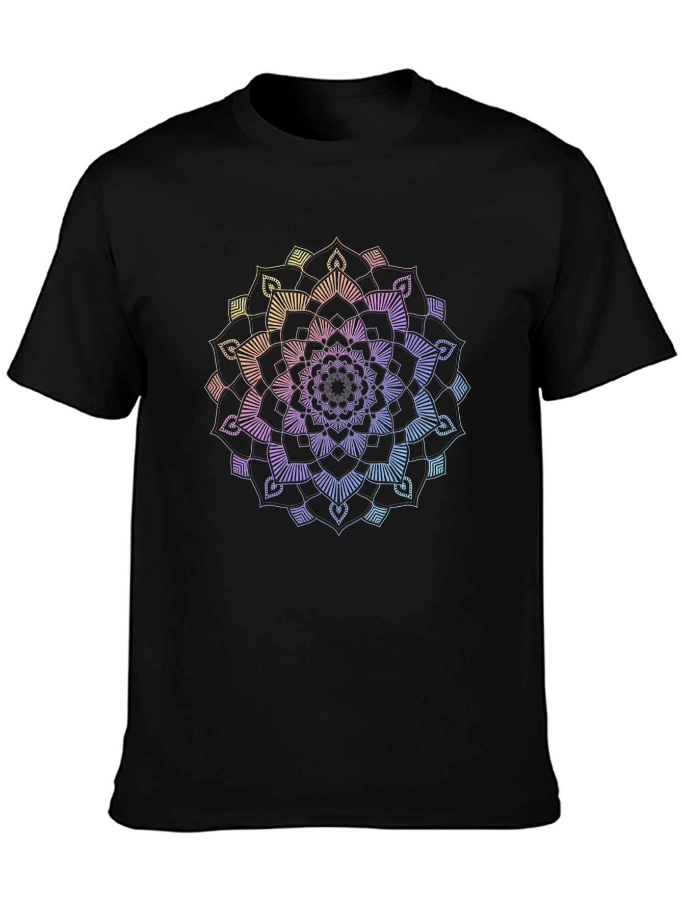 Rainbow Mandala Graphic Black T-Shirt