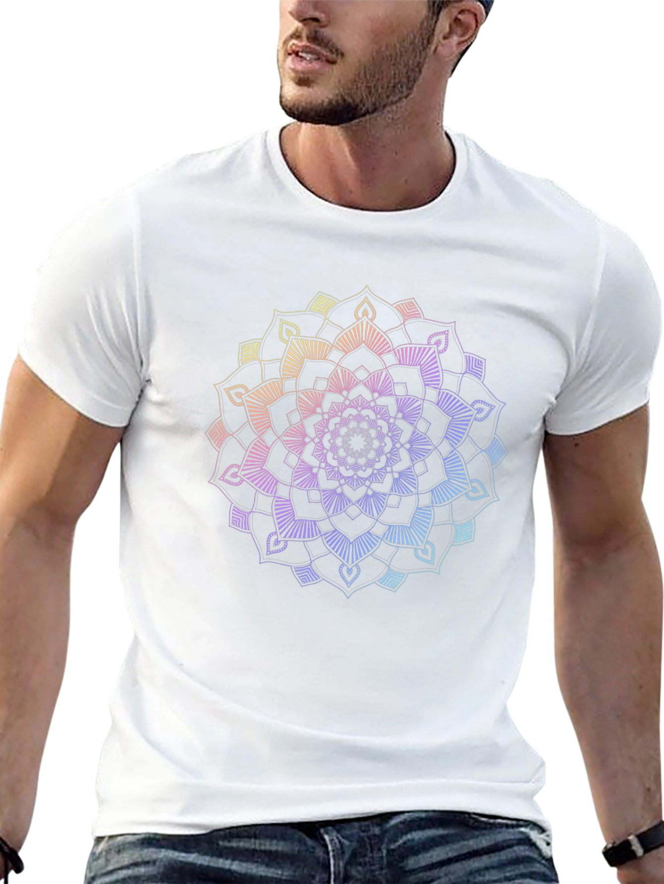 Rainbow Mandala Graphic Black T-Shirt