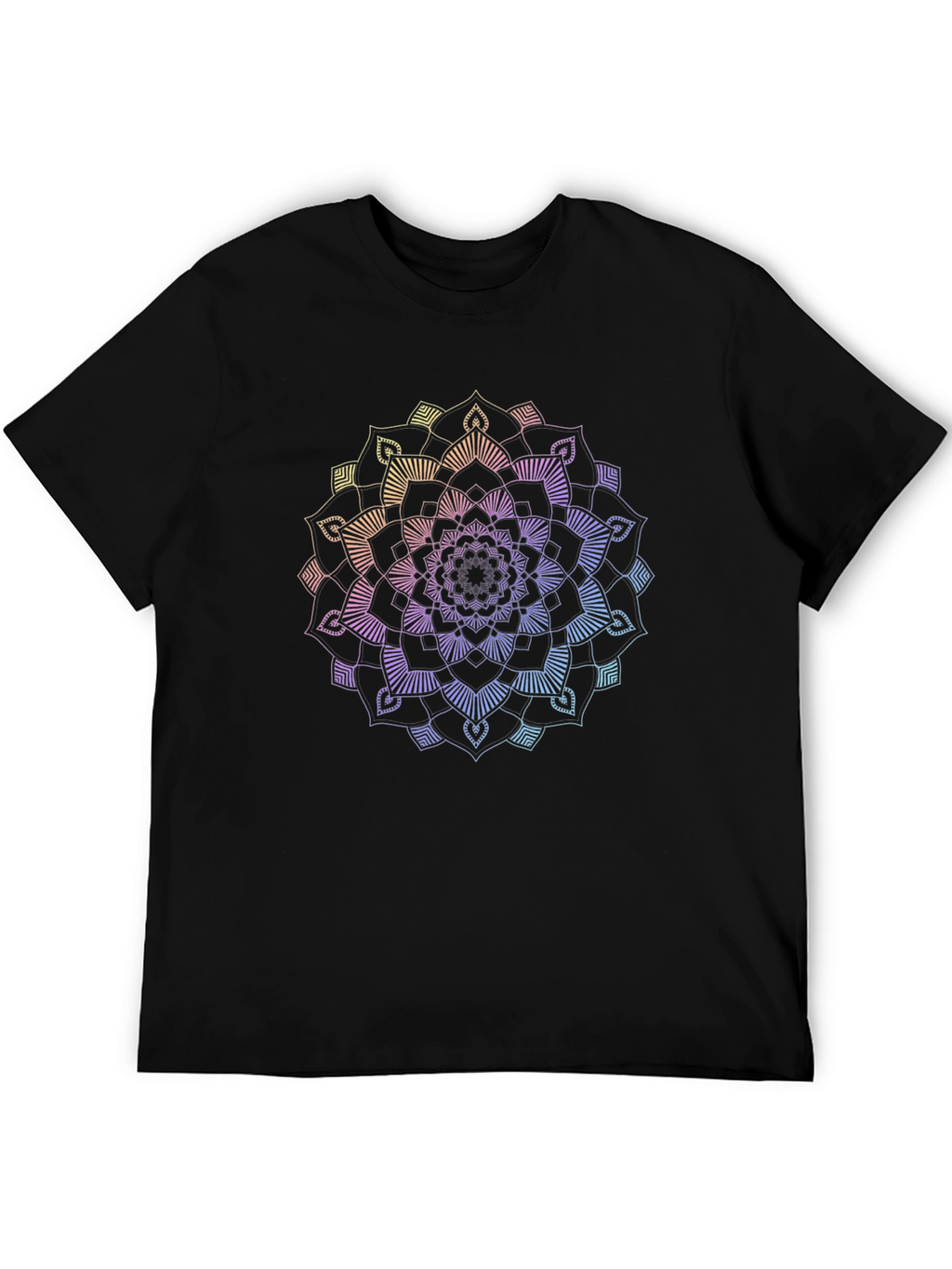 Rainbow Mandala Graphic Black T-Shirt