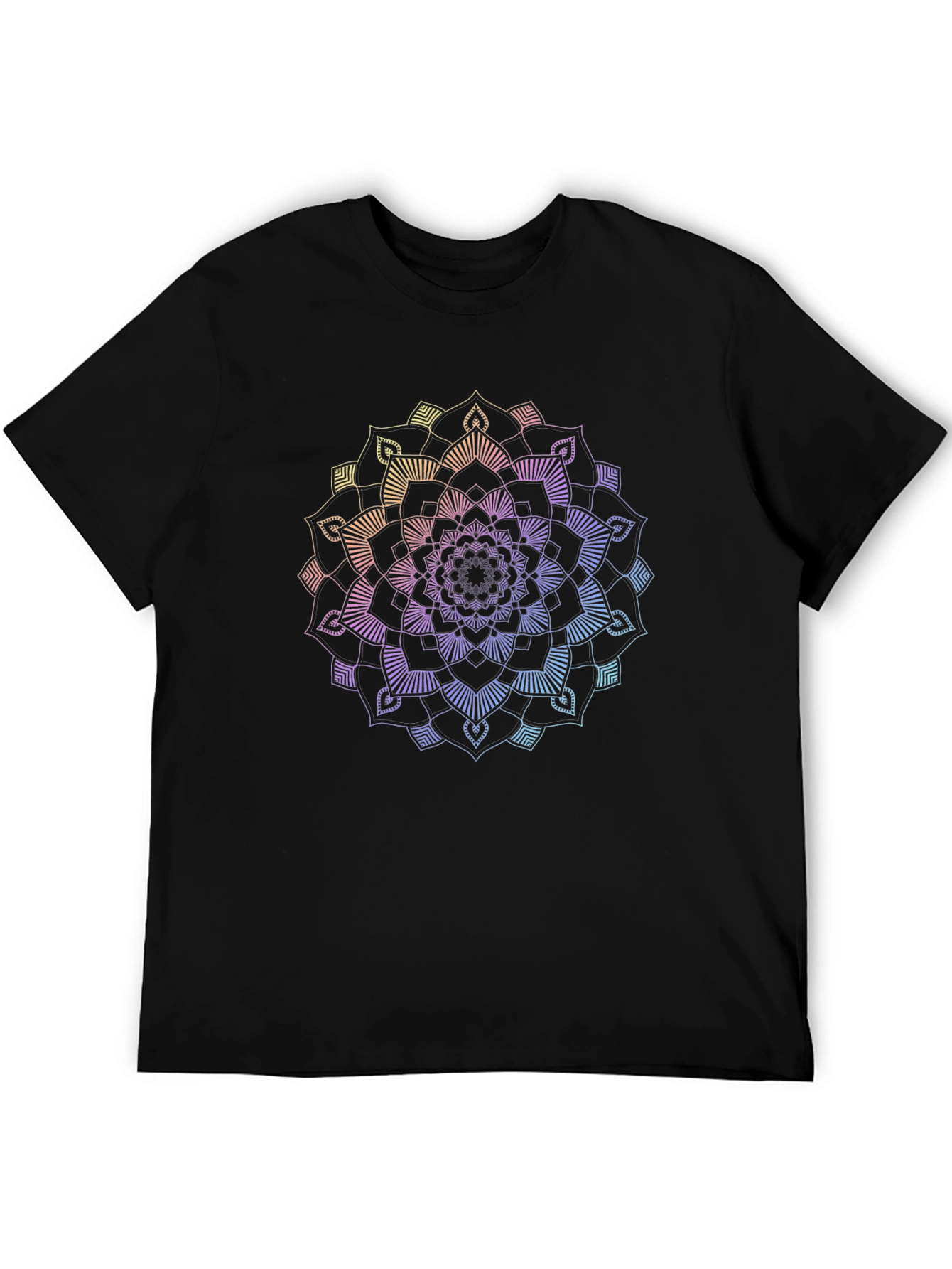 Rainbow Mandala Graphic Black T-Shirt