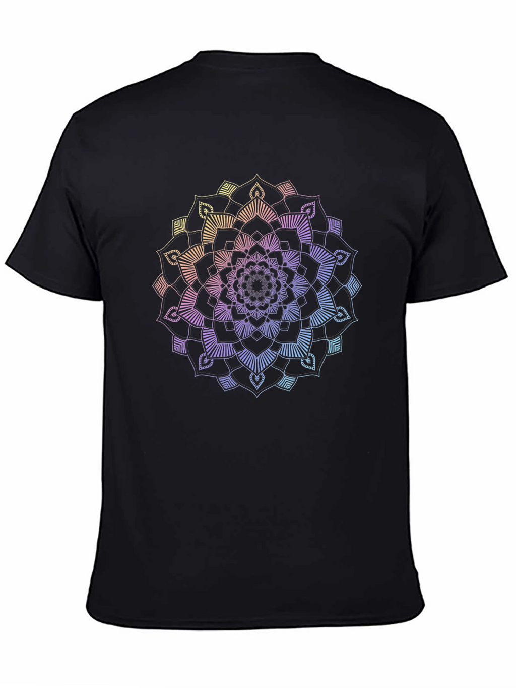 Rainbow Mandala Graphic Black T-Shirt