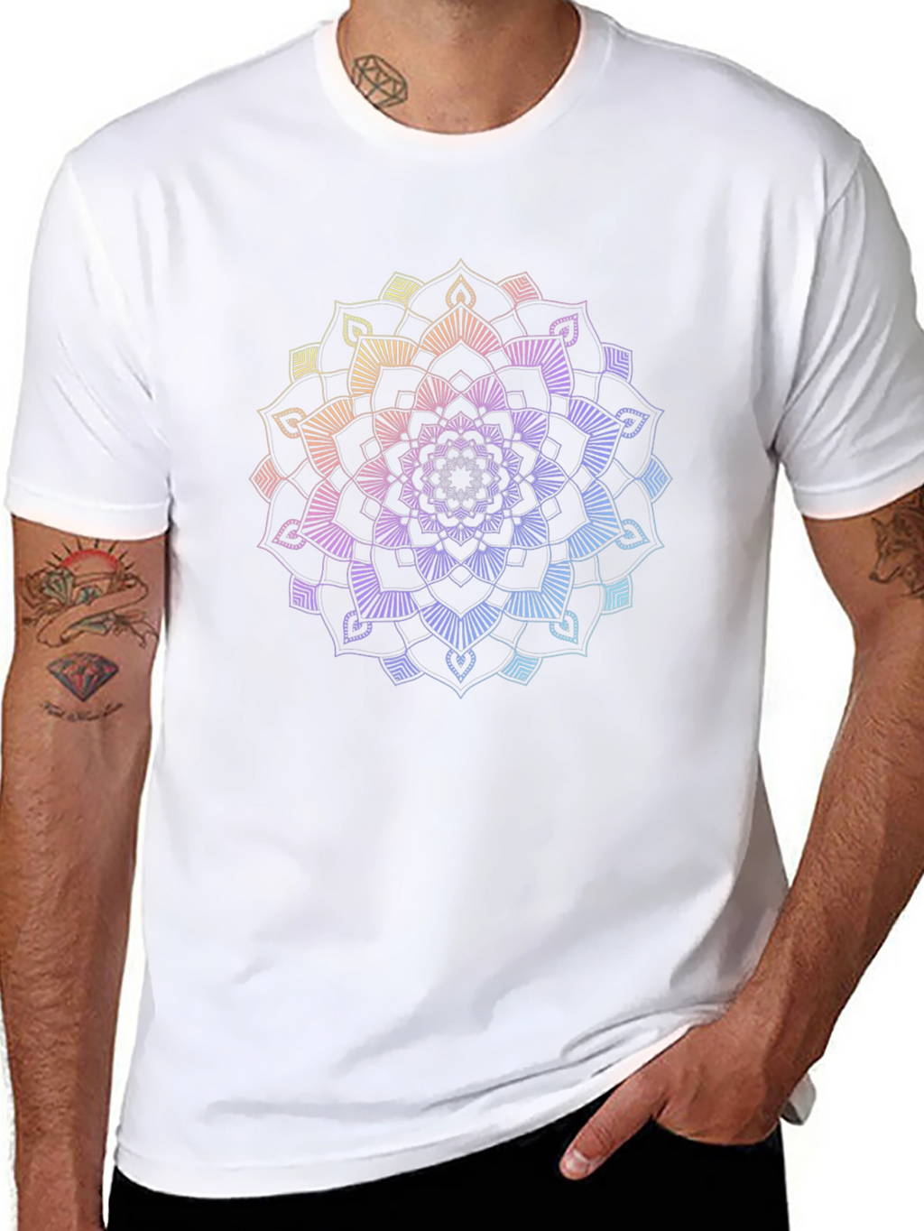 Rainbow Mandala Graphic Black T-Shirt
