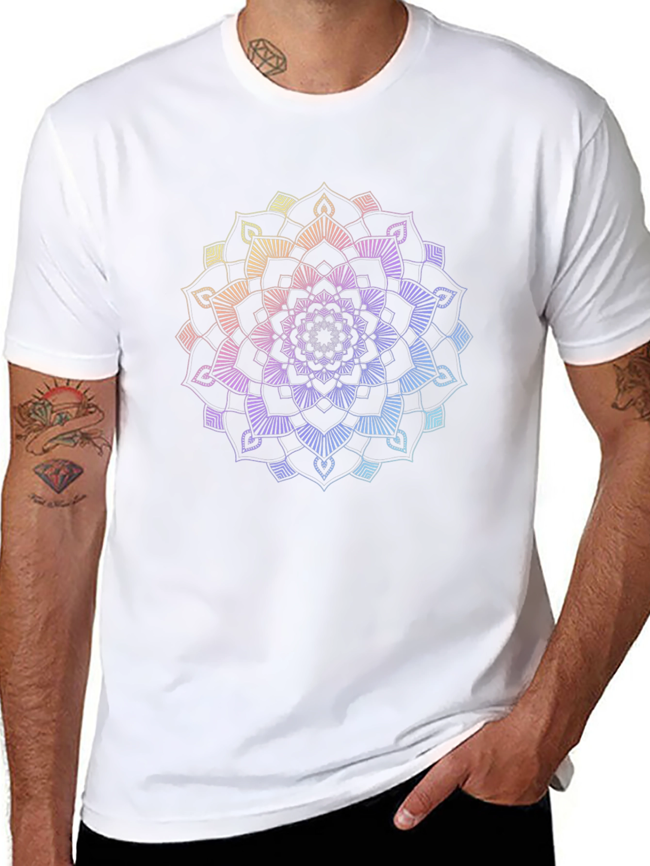 Rainbow Mandala Graphic Black T-Shirt