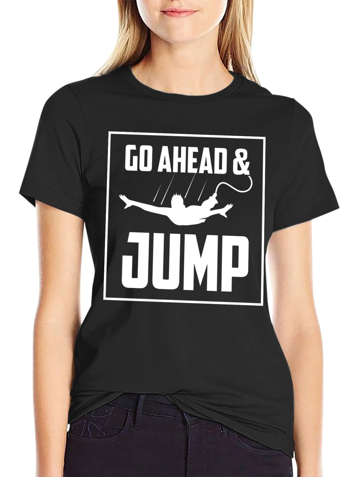 Go Ahead & Jump T-Shirt Funny Bungee Jumping Tee