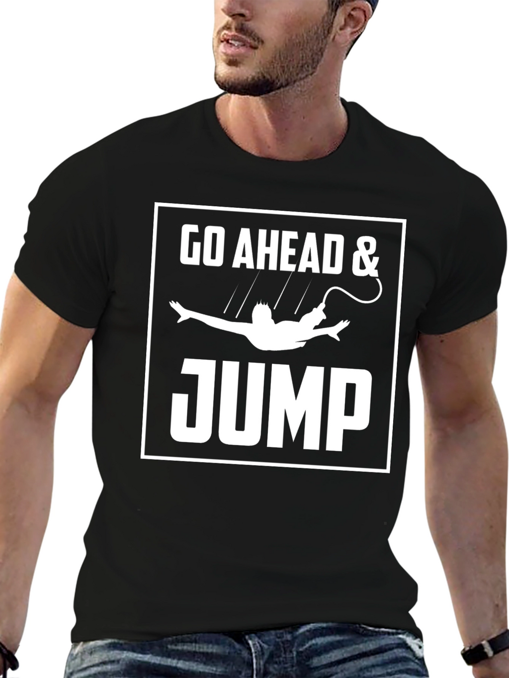 Go Ahead & Jump T-Shirt Funny Bungee Jumping Tee